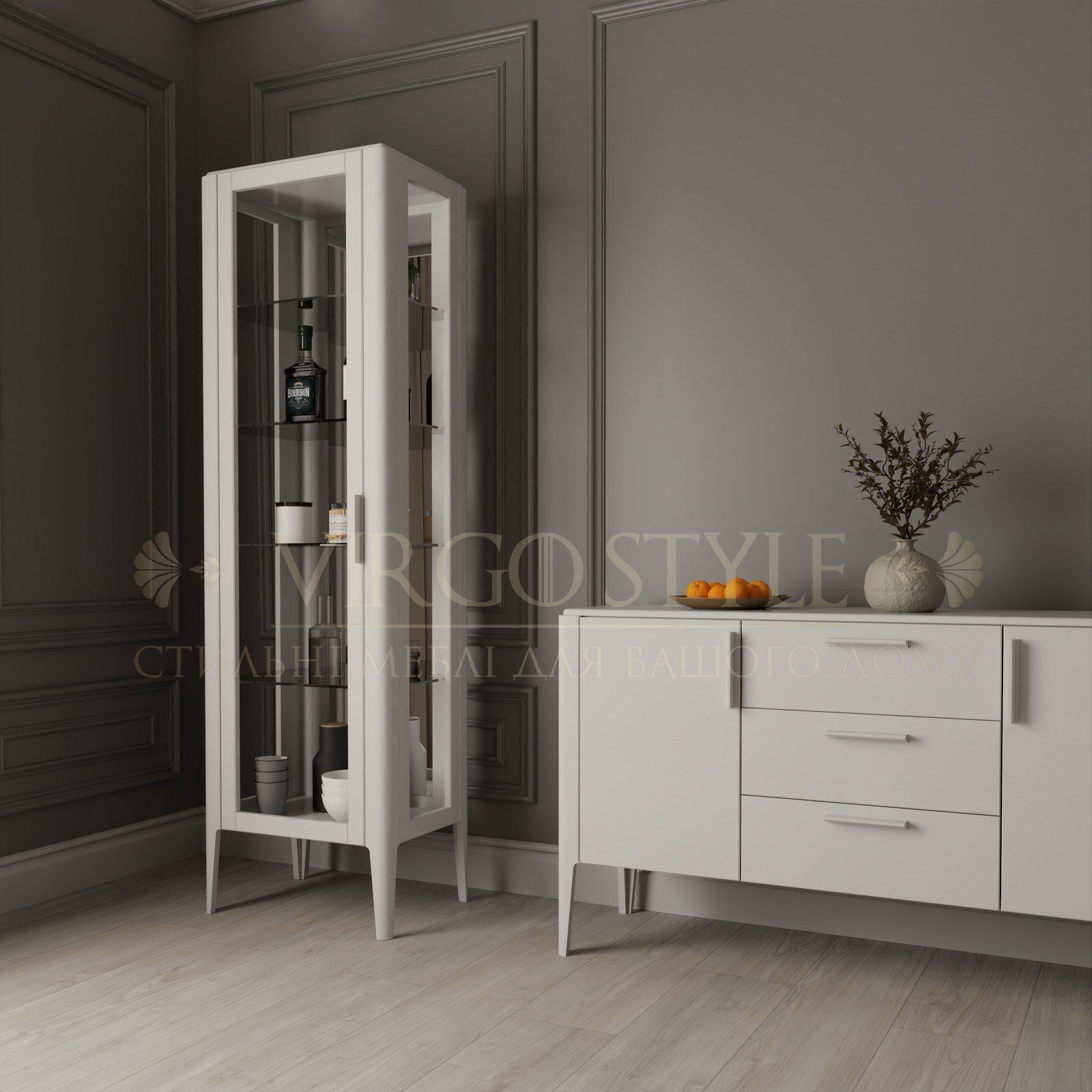 Вітрина Колорадо 1дв скло (покриття кольором) 2000-580-450 1