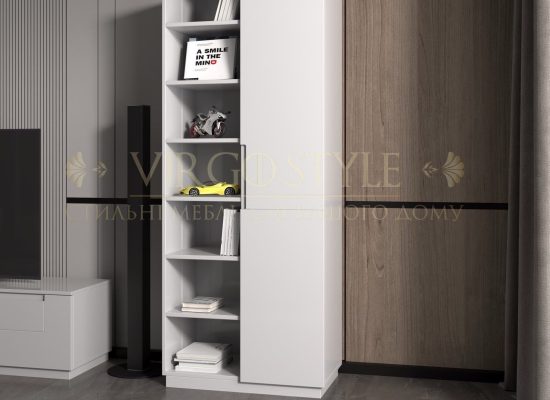 Стелаж Львів, 2 секції (полки + дверцята, покриття кольором)