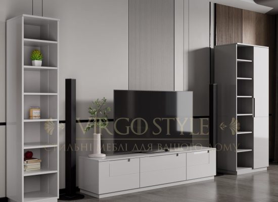 Комплект Львів (тумба 3 шухляди, стелаж відкритий + стелаж 2 секційний, полки + дверцята, покриття кольором)