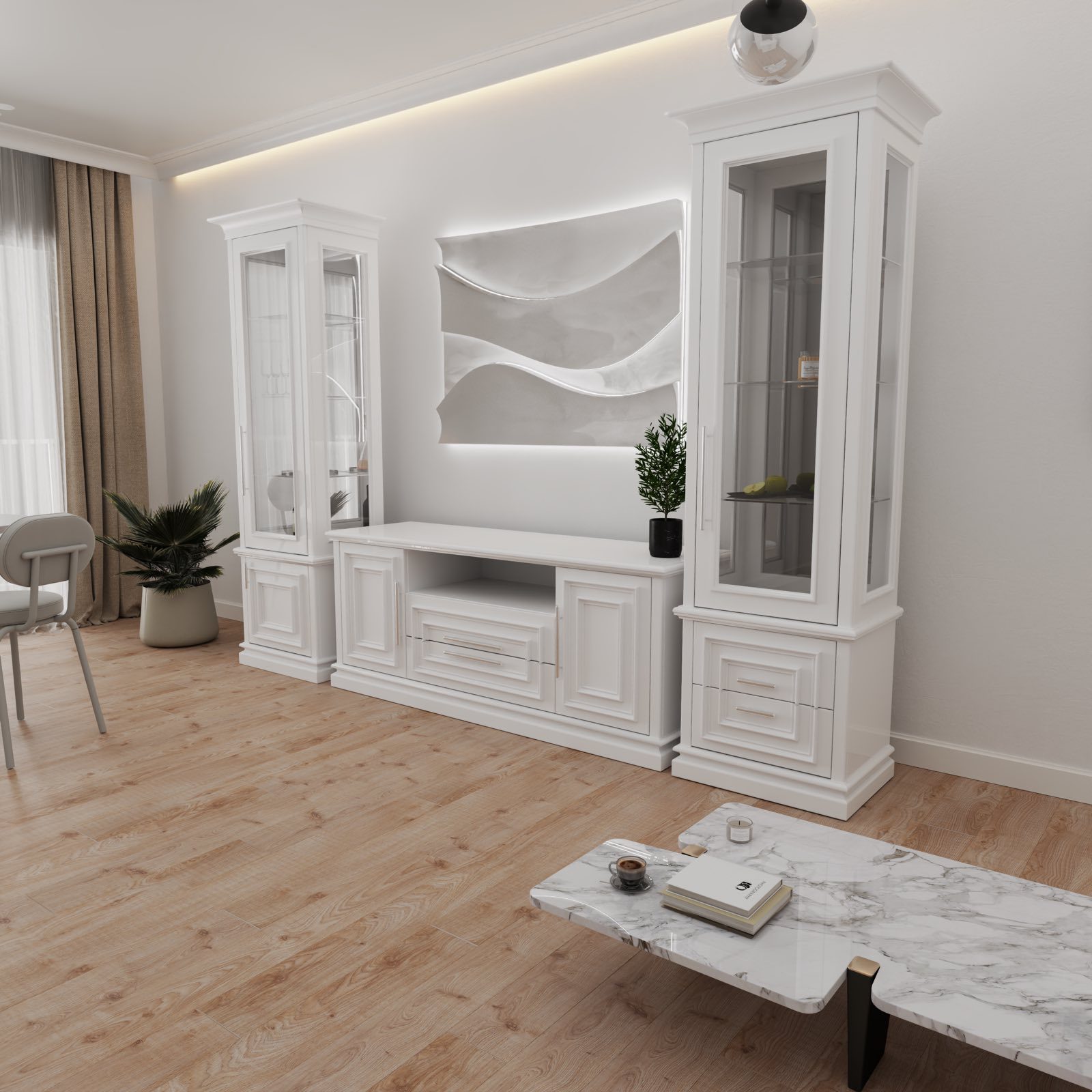 Монро вітрина 1,2 дв комод полка (покриття кольором)